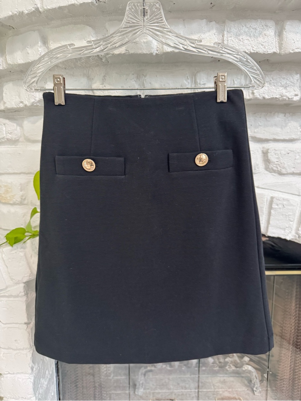 Talbots Black Skirt with Gold Button Detail